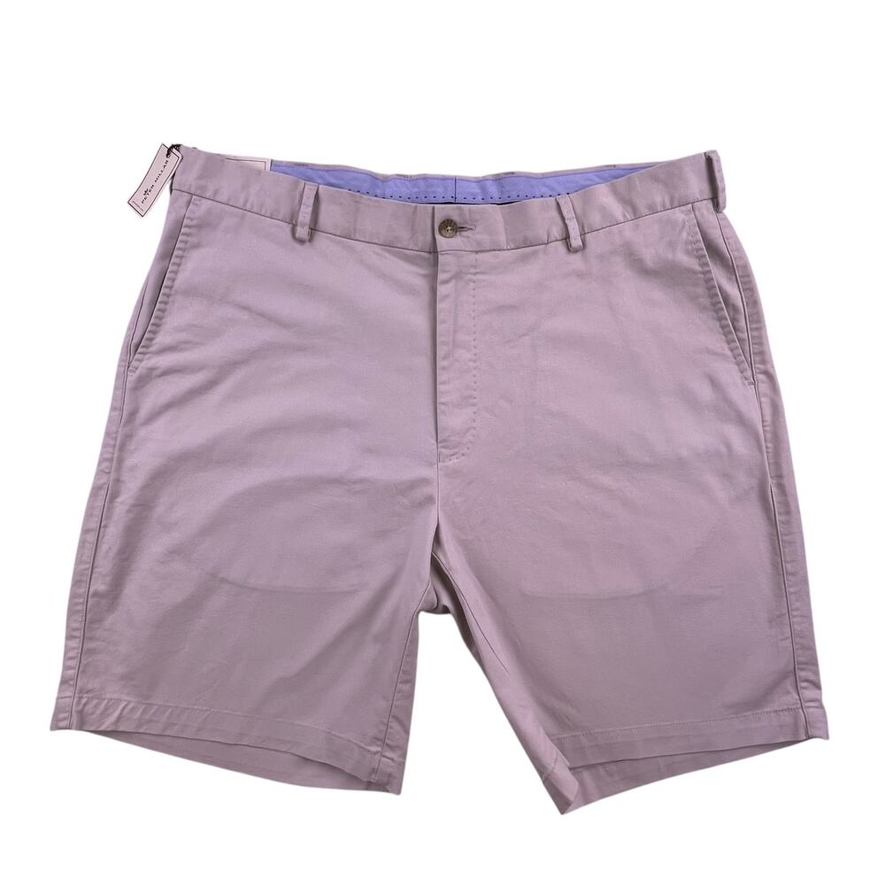 NWT Peter Millar soft touch twill shorts, tan, size 38” HAS STAIN PICTURED